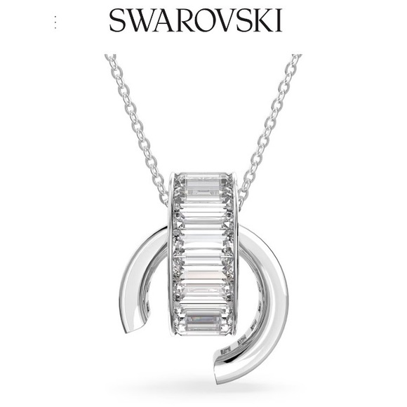 Swarovski Matrix Baguette Cut White Pendant Necklace